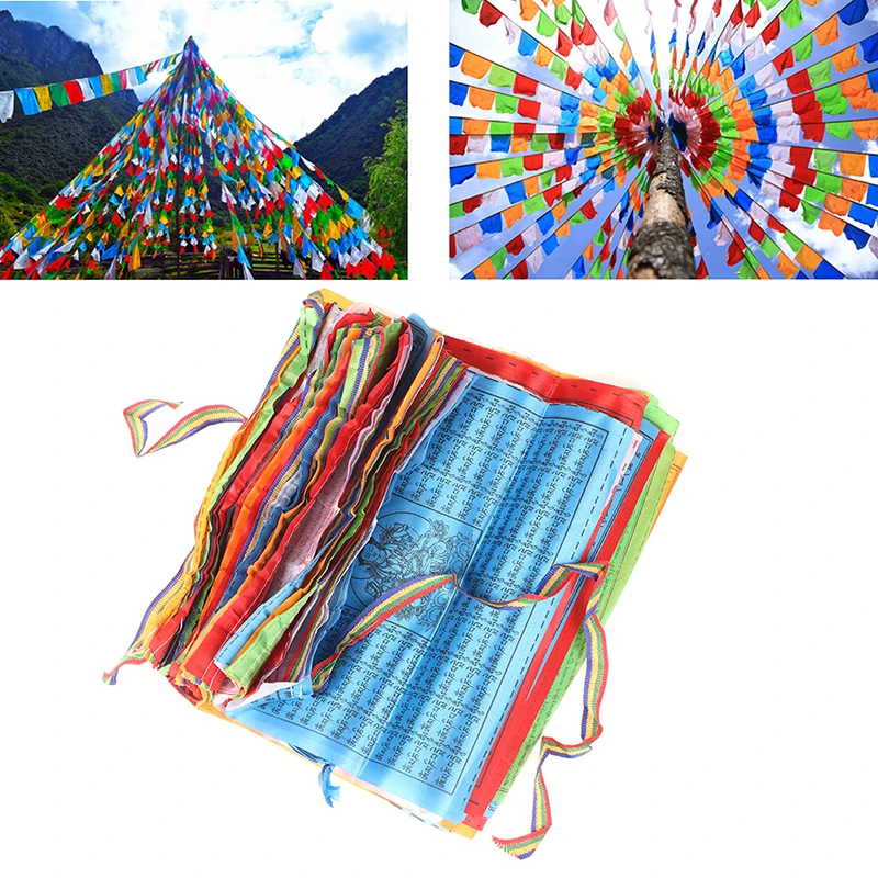30pcs/set 8.4m Tibetan Buddhist Prayer Flags 5 Colors Fabric Craft Polyester Tibet Style Decorative Flag 28cm*25cm