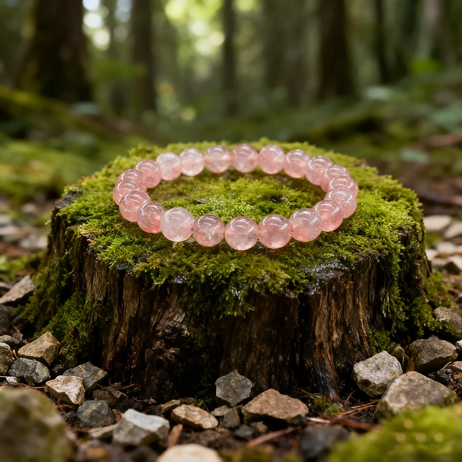 5A Quality Real Natural Brazil Strawberry Crystal Quartz Bracelet Women Promote Sweet Emotion Between Couple Gift for Girlfriend