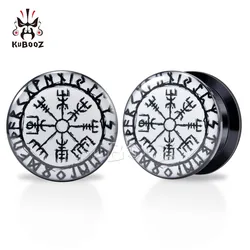 KUBOOZ Unique Acrylic Round Mysterious Pattern Ear Plugs Tunnels Body Piercing Jewelry Earring Gauges Stretchers Expanders 2PCS