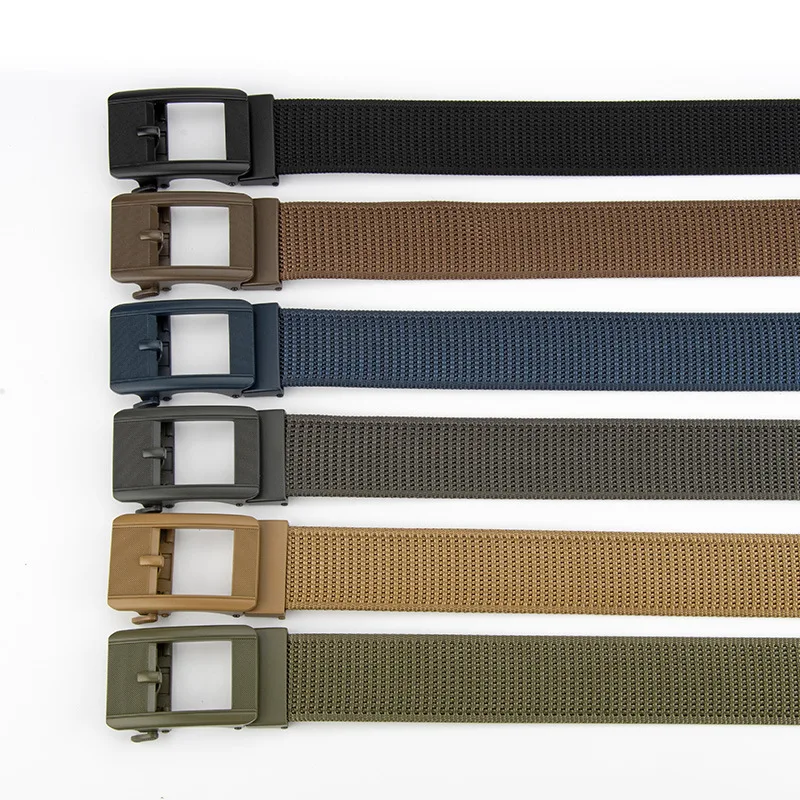 Men Nylon Braided Belt Trendy Automatic Buckle Jeans Versatile Business Tactical Belt Stock Wholesale