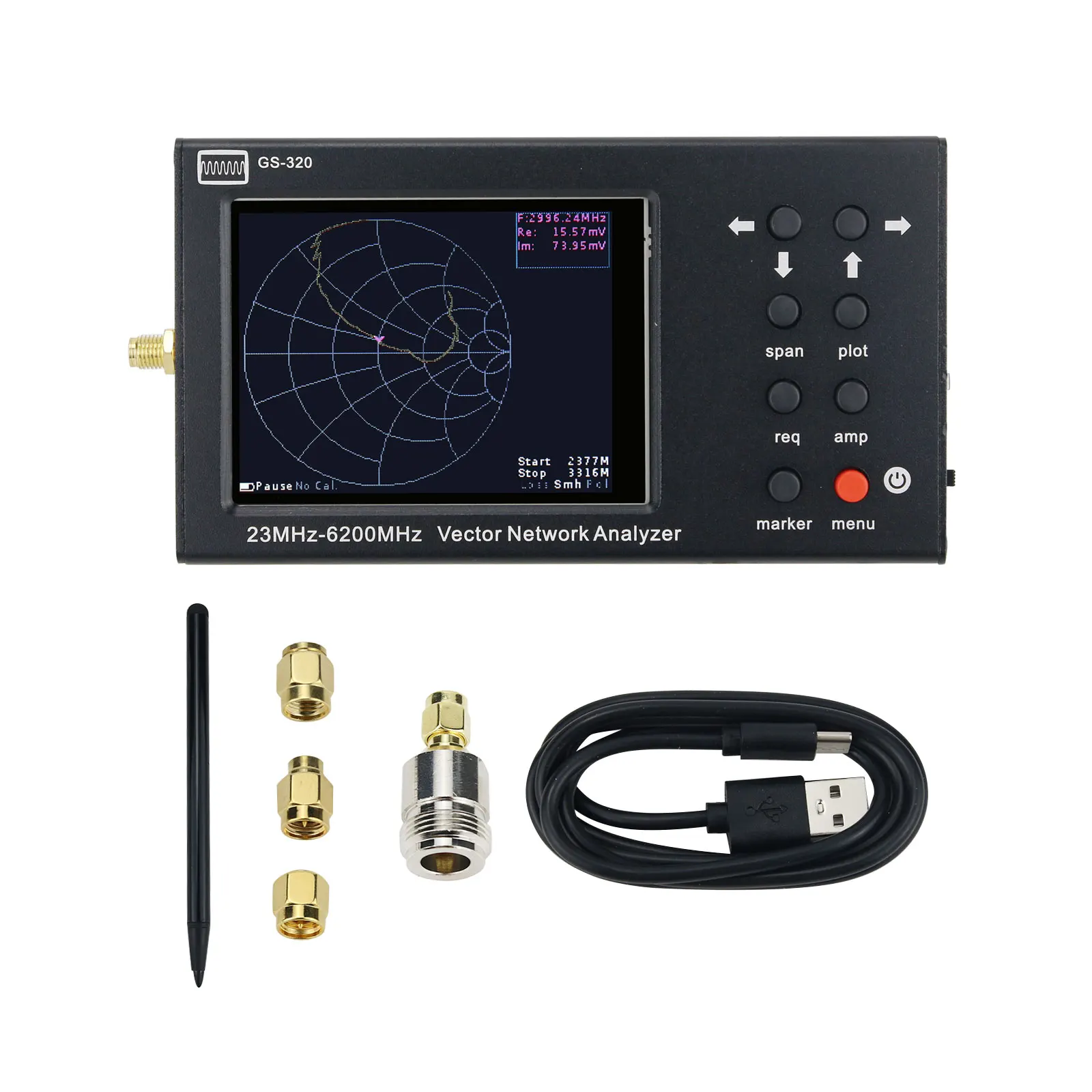 GS-320 23MHz-6200MHz Vector Network Analyzer 6GHz Nano-VNA Antenna Analyzer With 3.2-inch Color Screen