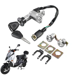 Motorcycle Front Luggage Saddle Lock Keys Ignition Switch Lock Set for 50Cc 150Cc GY6 Scooter Moped Taotao Jonway Roketa