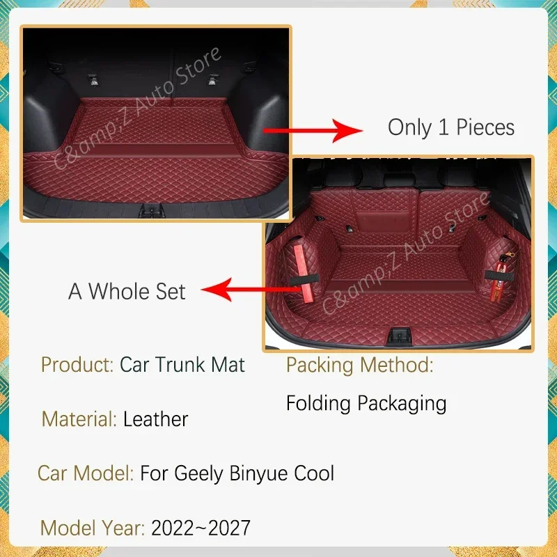 Car Cargo Covers For Geely Binyue Cool 2022 2023 2024 2025 2026 2027 Leather Trunk Mats Cargo Liner Storage Pad Auto Accessories