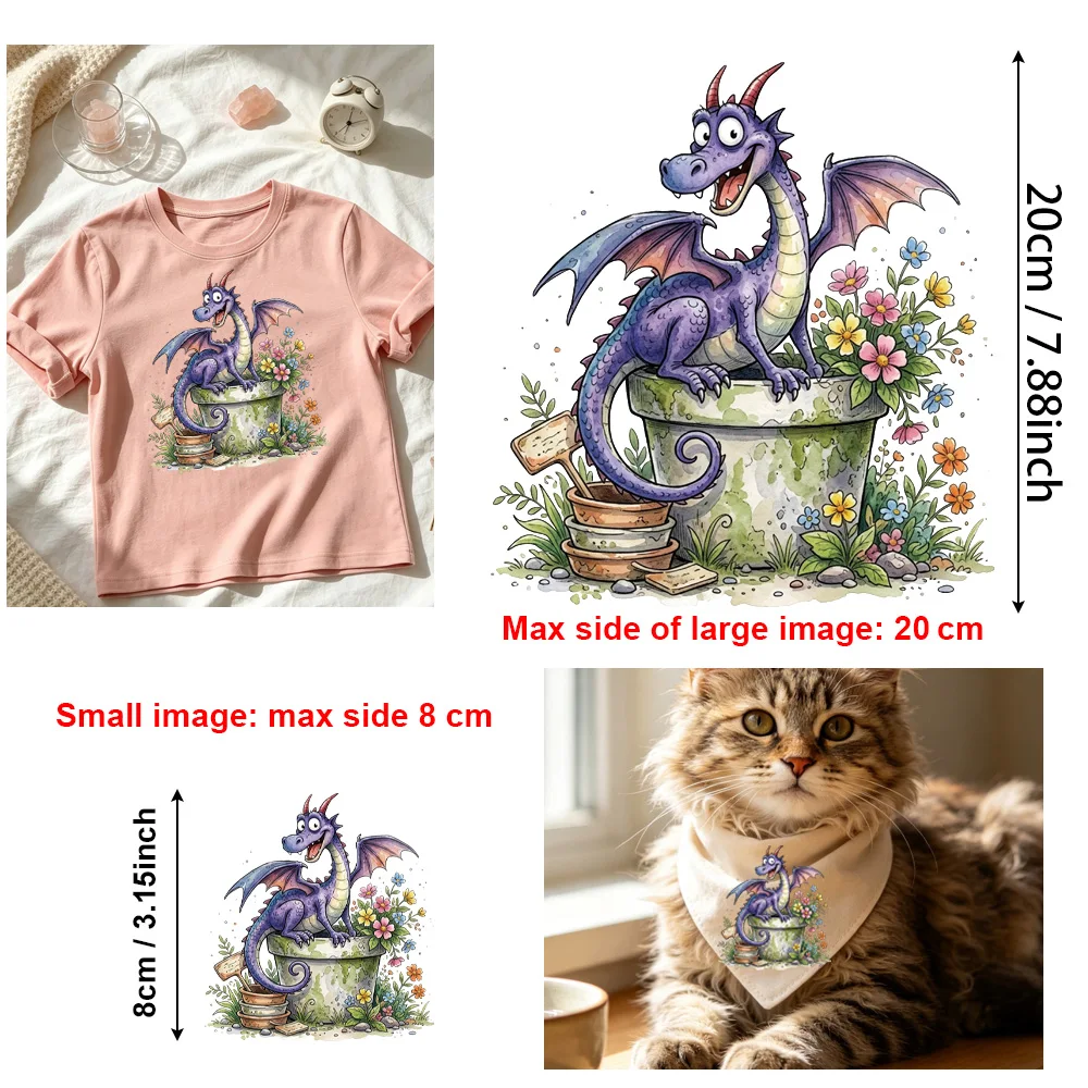 16Pcs Mythic Dragon HTV, 2D Balloon Ride Iron-on Vinyl for Activewear, High-Stretch No Crack, Spandex Blend Pull-Wash Tough
