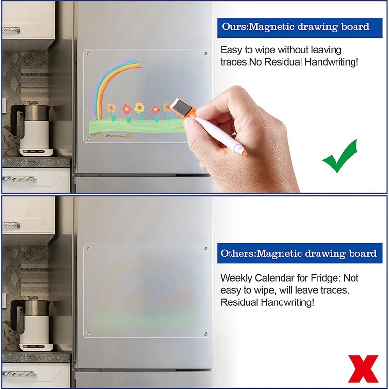2 Stuks Acryl Magnetische Kalender Voor Koelkast, Droog Wisbord Kalender, Met 8 Droog Wissen Markers