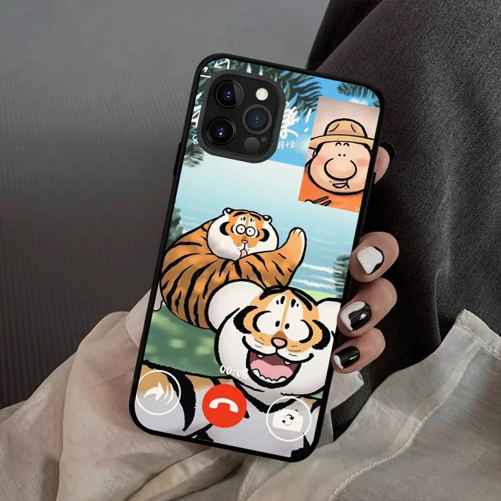 Cartoon Fat Tiger Phone Case For iPhone 15 14 11 12 13 Mini Pro XS Max Cover 6 7 8 Plus X XR SE 2020 Funda Shell image 2