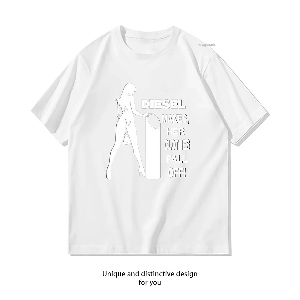 Diesel Fashion Fall Off T-Shirt Design  Casual Cotton Short Sleeve Tee for Men Women
