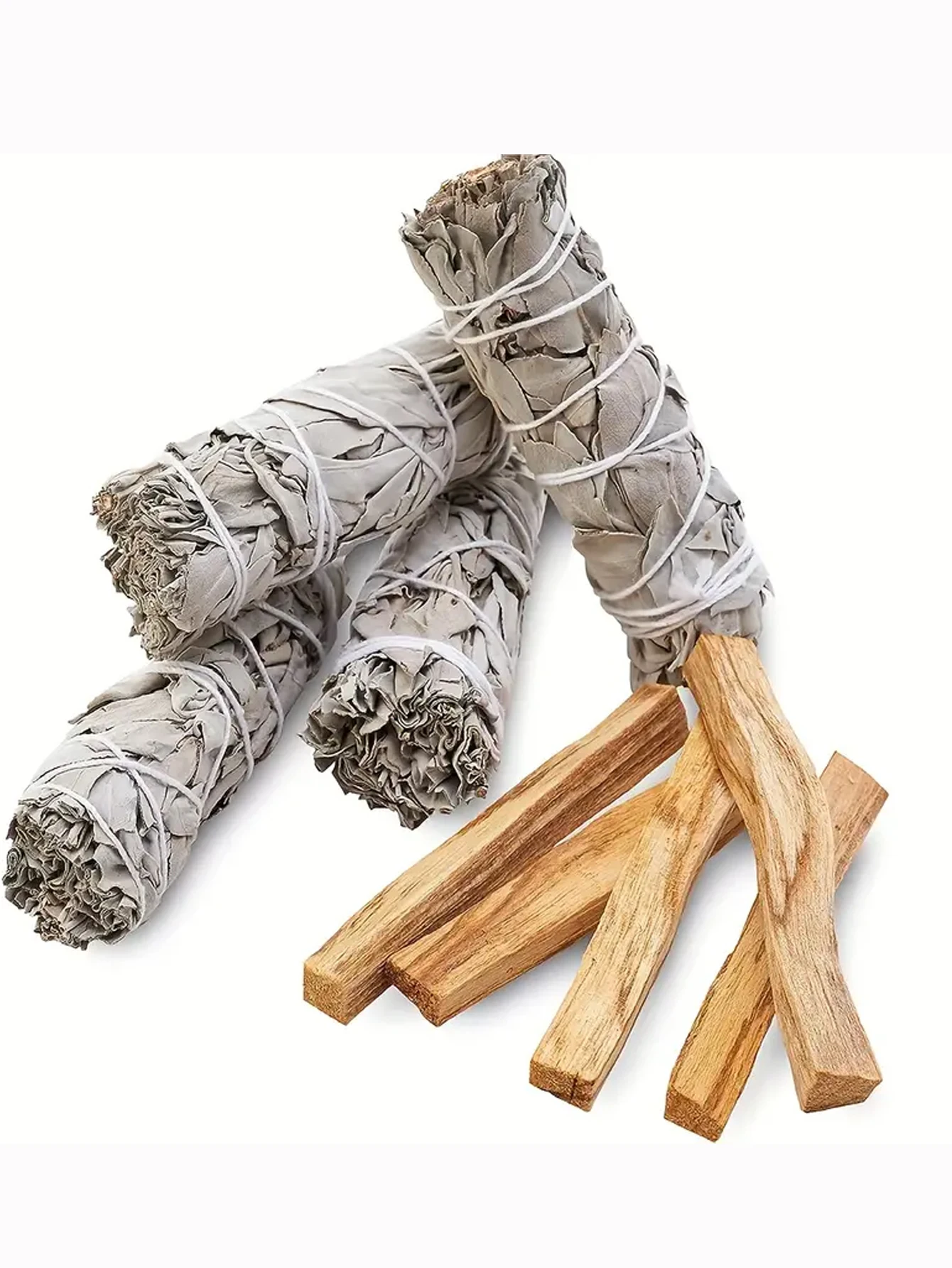 1PC White Sage & 1PC Palo Santo for Smudging, Healing, Purifying, Meditating & Incense