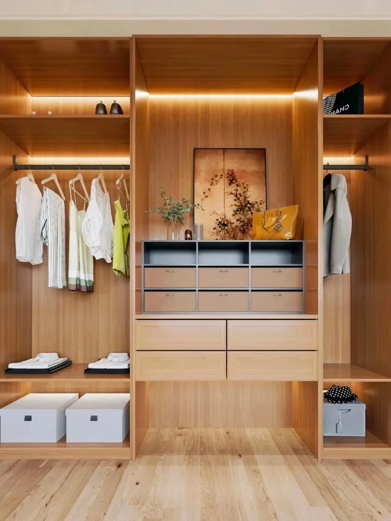 Wardrobe locker, Italian modern wooden bedroom wardrobe with mirror sliding door