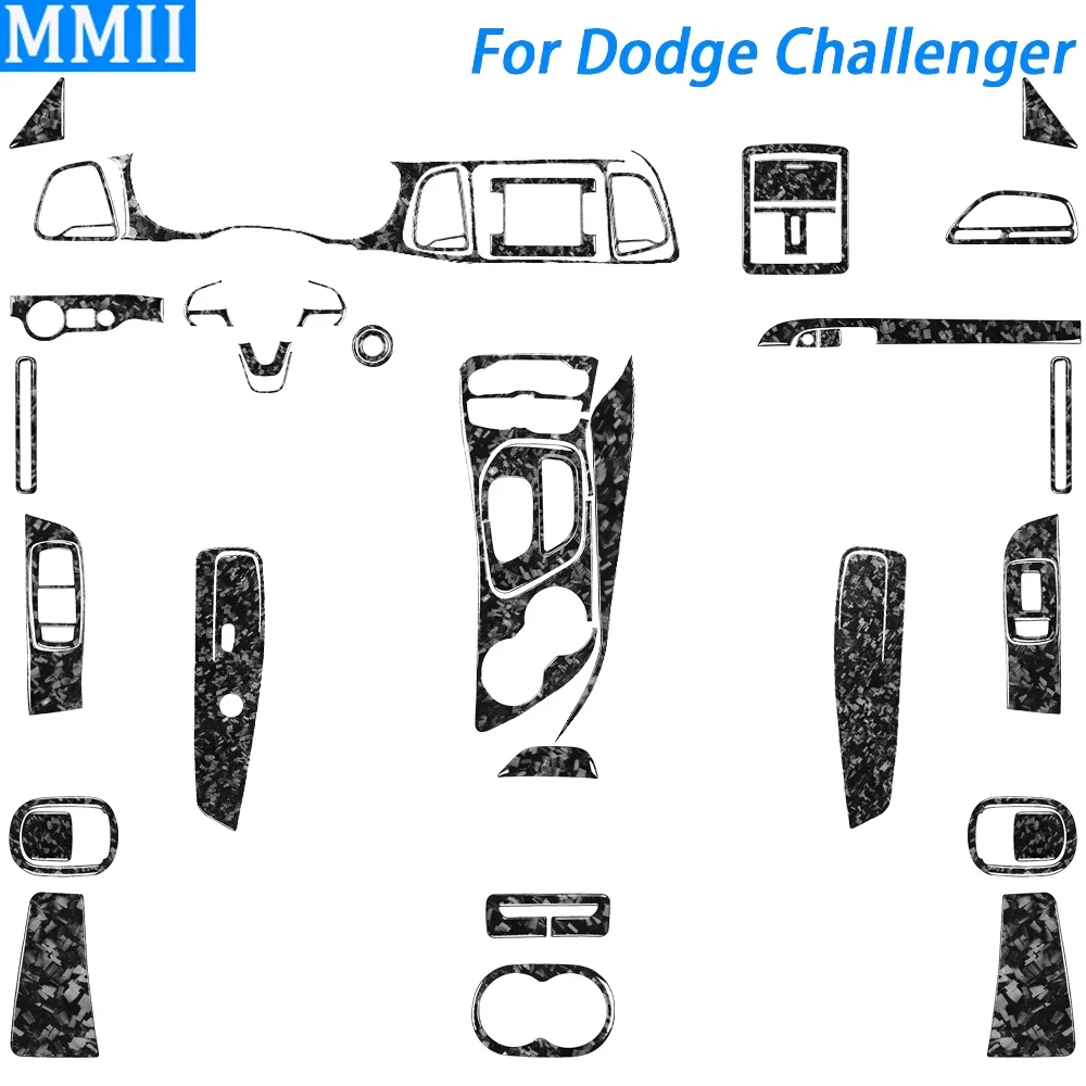 Dla Dodge Challenger 2015-2022 kute z włókna węglowego dźwignia zmiany biegów powietrza wylot okno podnośnik zestaw paneli akcesoria do wnętrza samochodu naklejka