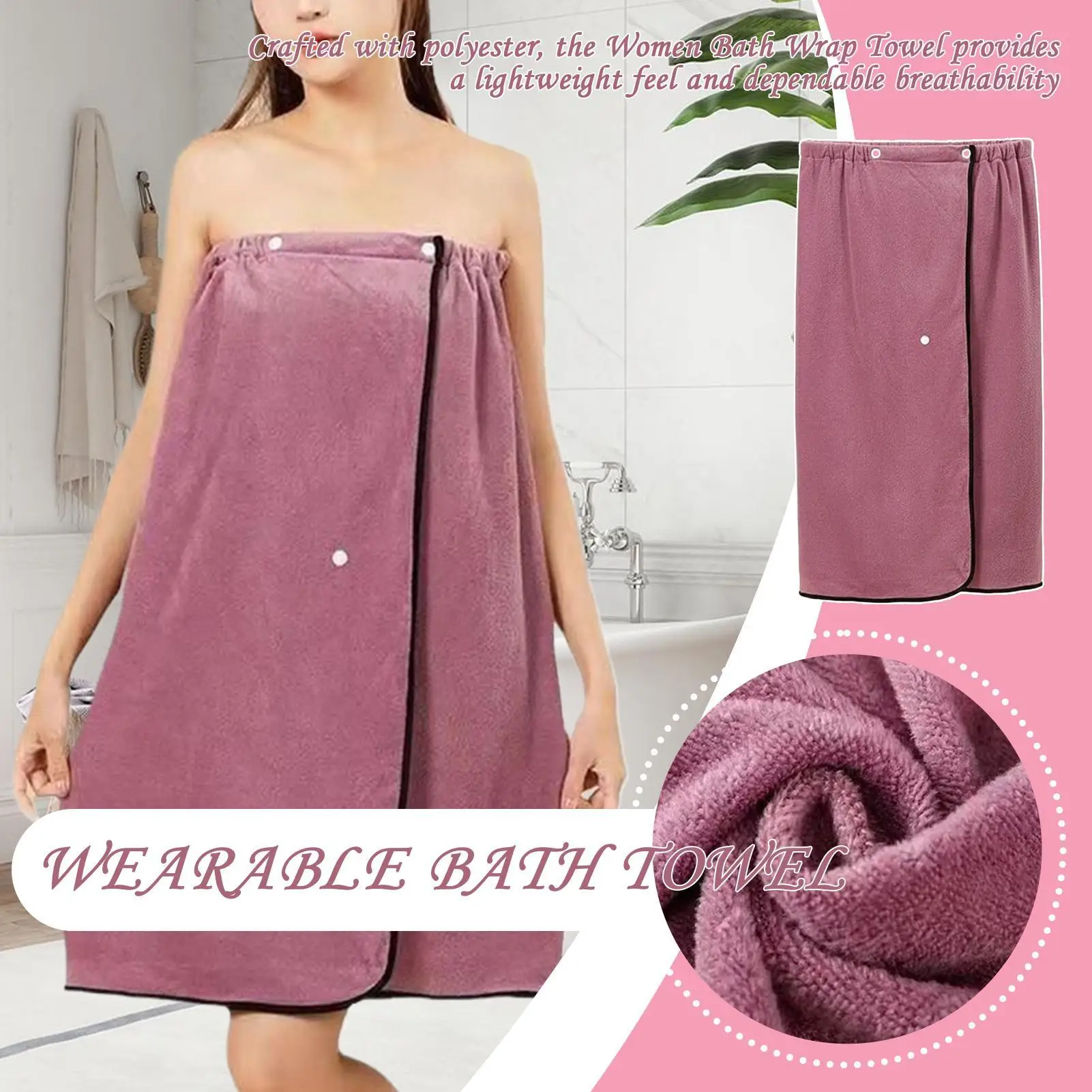 

Women Bath Wrap Towel Quick-Drying 53X31 Inch Cloth Women Wearable Shower Skirt For Ladies Girls Teens Adults Swimming Spa