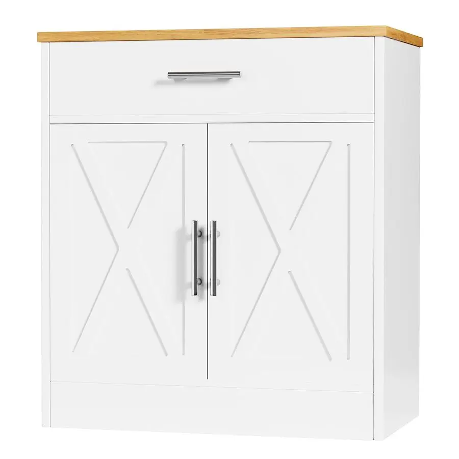 

Farmhouse Storage Cabinets with Doors and Shelves,Kitchen Barn Door Storage Cabinet with Drawers,Coffee Bar Cabinet Buffest Sid