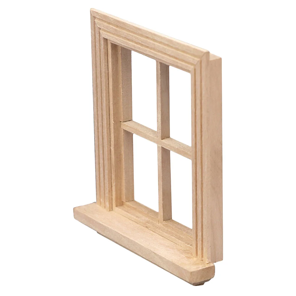 Ventana lisa de cuatro paneles, juguetes para niños, Mini muebles para casa, persianas modelo de madera