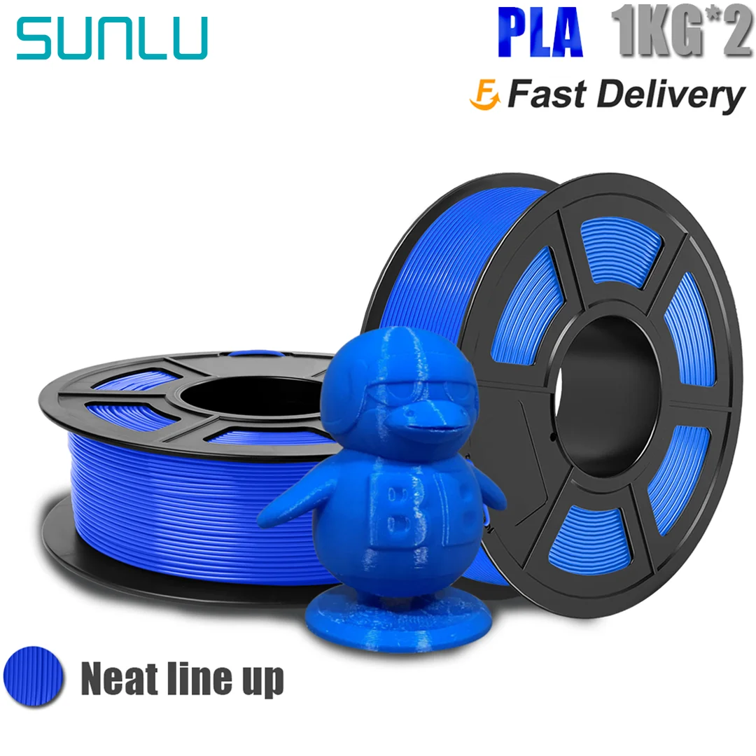 SUNLU PLA Material 2 Rolls 1.75MM 1kg/2.2lbs 3D Printer Refill 100% Neat Winding No Bubble Environmental Protection For Children