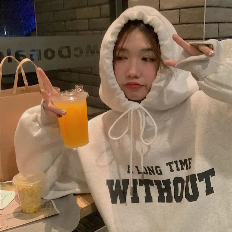 

Autumn Retro Green Letter Hoodie Women Ins Plus Size Loose Hip Hop Hoodies American Streetwear Korean Oversized Baggy Outerwear