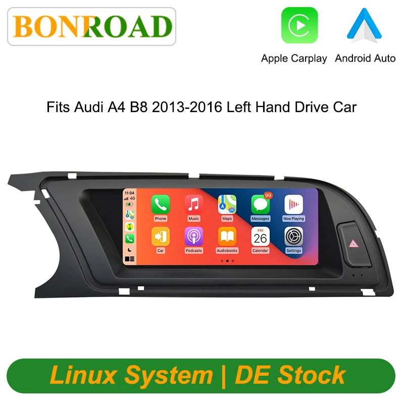 Bonroad 8.8 pollici Wireless Carplay Android Schermo di visualizzazione per auto per Audi A4 A4L B8 2013-2016 Car Multimedia Linux Audio Specchio Link