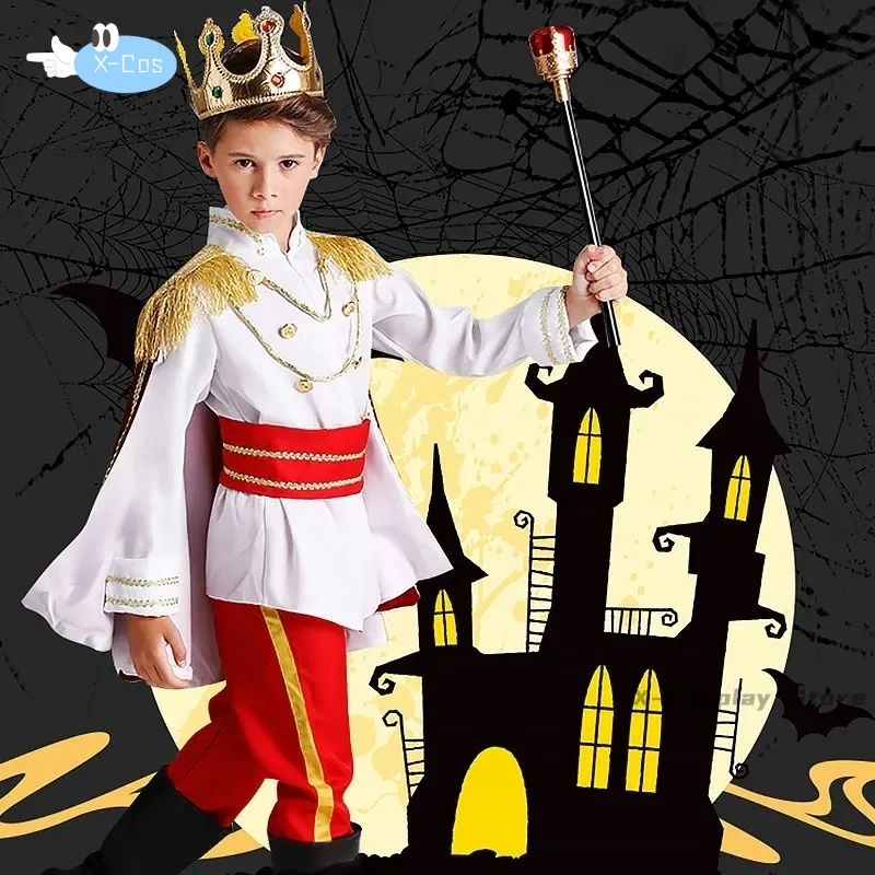 Siedmioczęściowy kostium dla dzieci na Halloween do odgrywania ról Fantasy Europejski kostium królewski Zestaw prezentów świątecznych