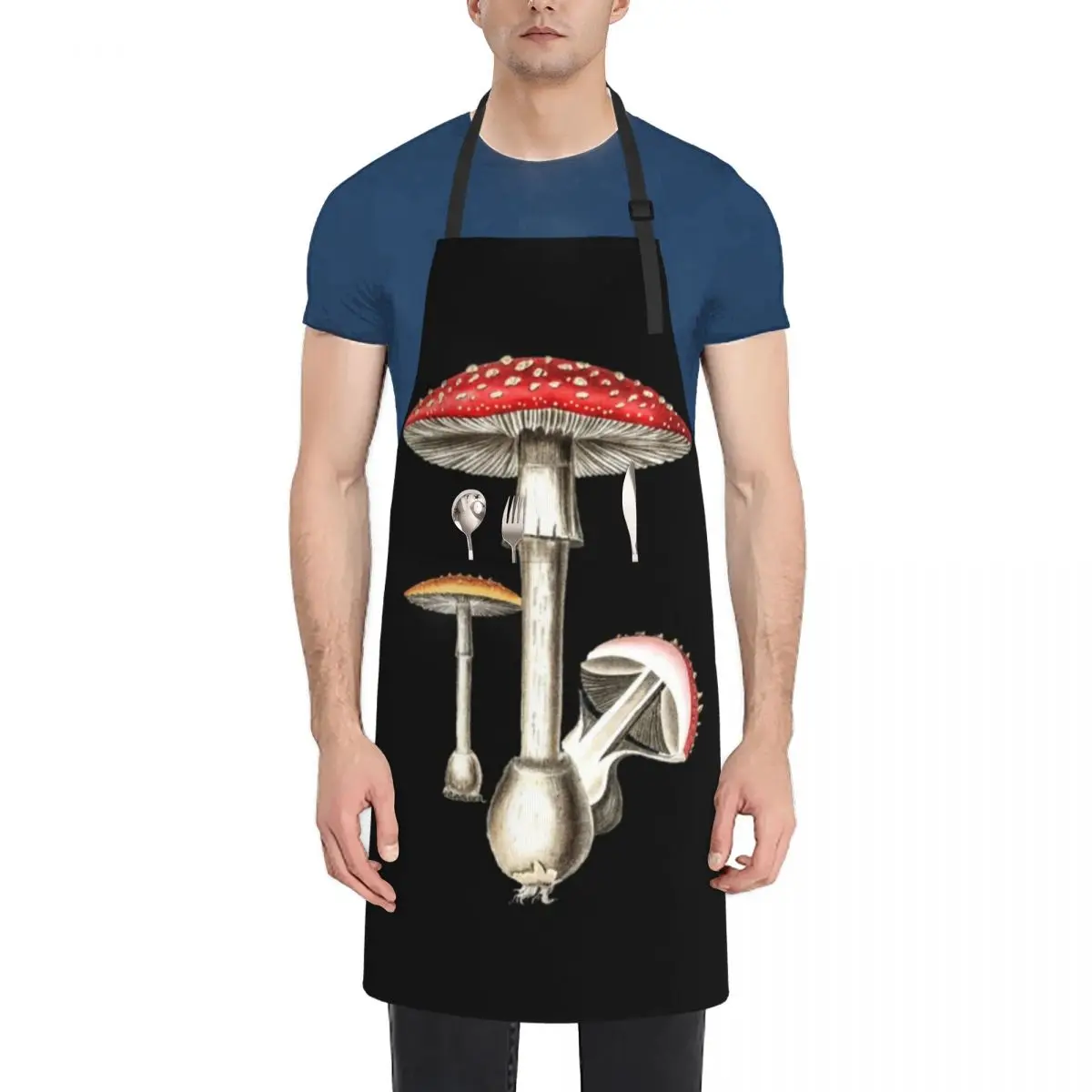 

Amanita Muscaria Mushroom Botany Illustration Apron Chef jacket men Chef Accessories Apron