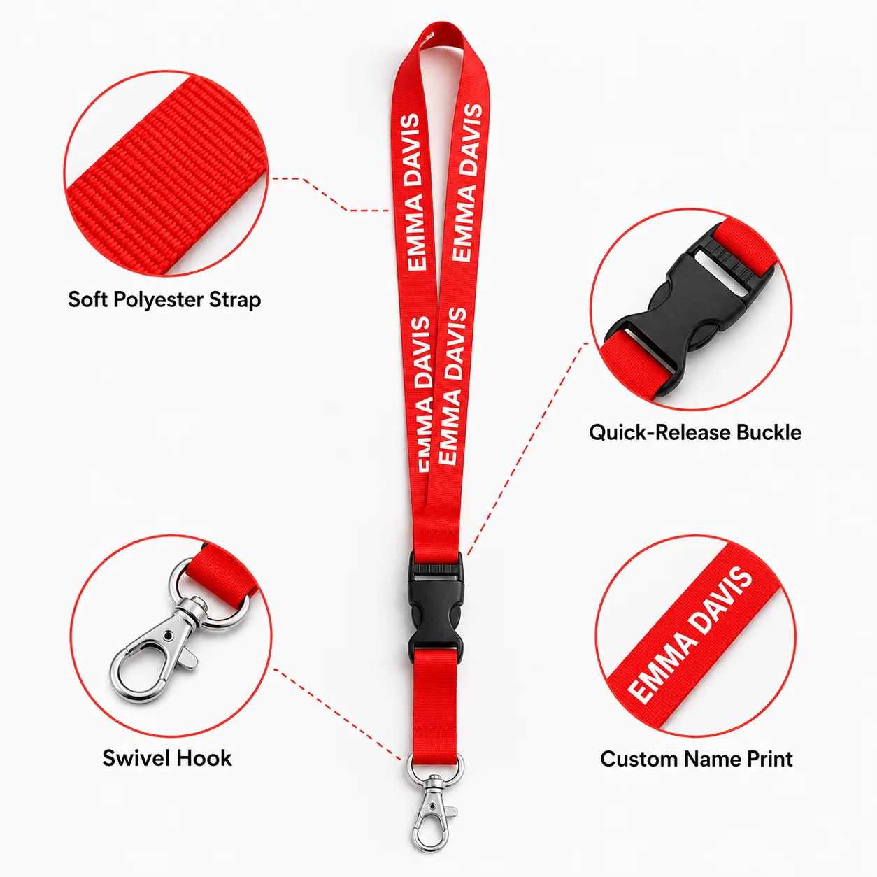 Custom Work Lanyard with Buckle Personalized Text Neck Strap UV Printed ID Badge Lanyard for Office Staff Auto Show Event Use image 6