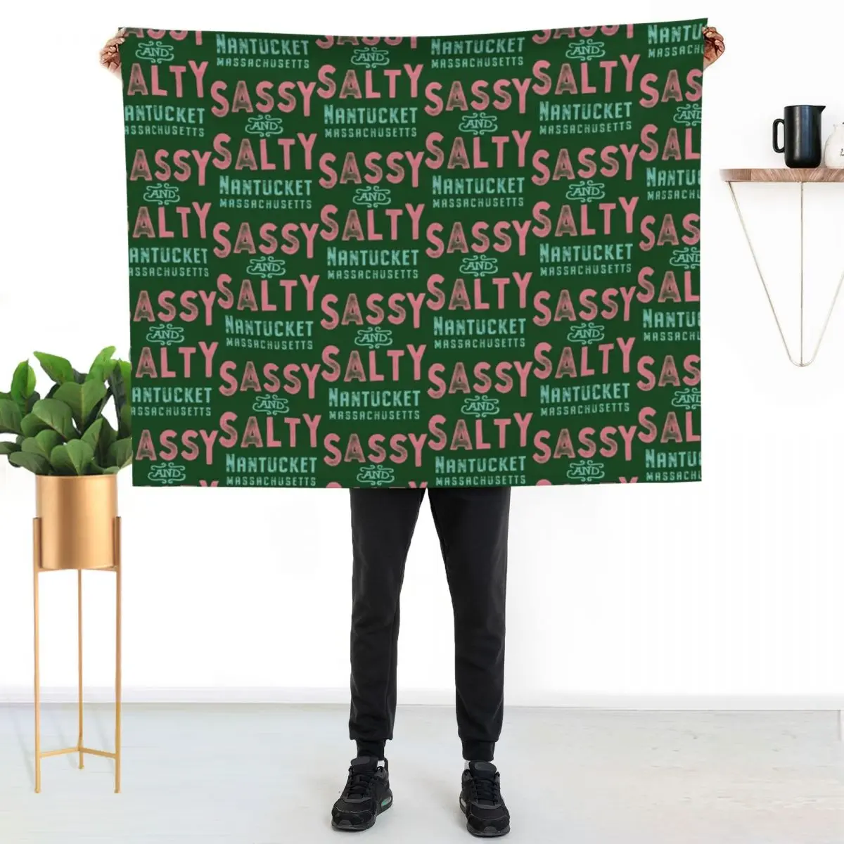 Nantucket Massachusetts Sassy and Salty Throw Blanket Soft Big Vintage Thin bed plaid Luxury Designer Blankets