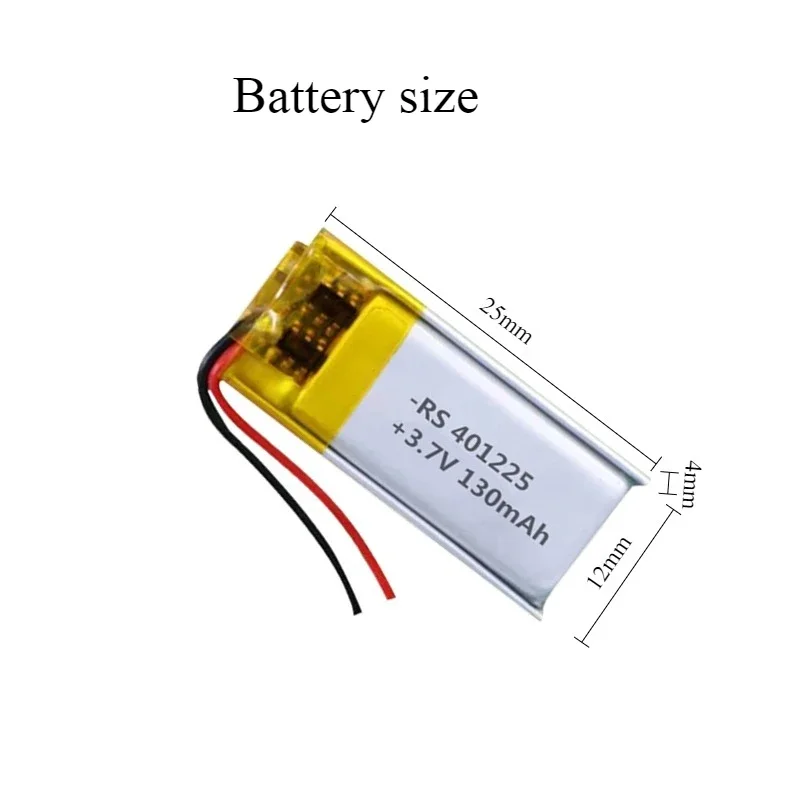 401223/401225 130mAh 3.7V Li-Polymer Battery for Xiaomi Mi Band/Bluetooth Earphones/Selfie Stick/Recording Pen/Beauty Device