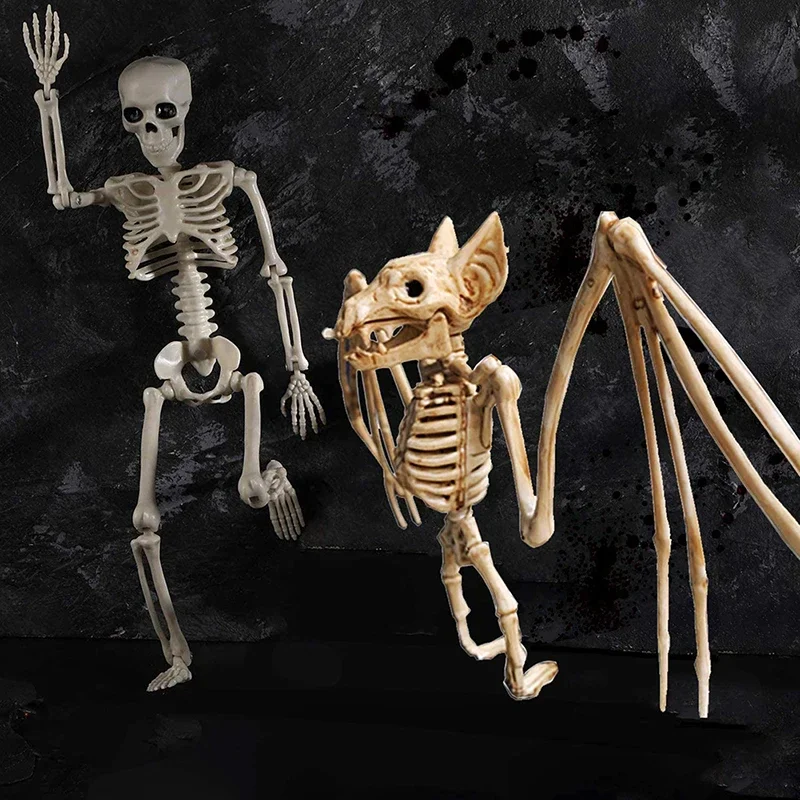 Halloween Animal Skeleton Bones Scary Plastic Bat Spider Mouse Skeleton Ornaments Creepy Party Decoration Horror Ornaments Props