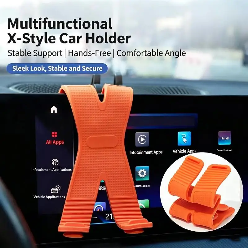 New X-shaped Silicone Phone Holder Multi-angle Adjustable Phone Stand Anti-slip Car Dashboard Screen Mount Desktop Phone Bracket