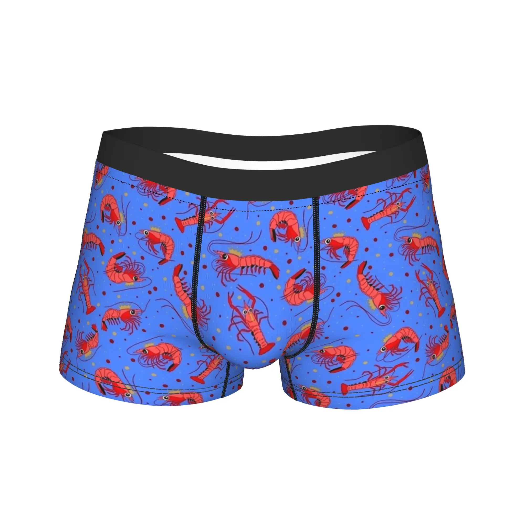

King Prawns Creative Shrimp Pattern Trunk 3D Pouch Underwear Quality Custom Boxer Brief Funny Men Panties Plus Size