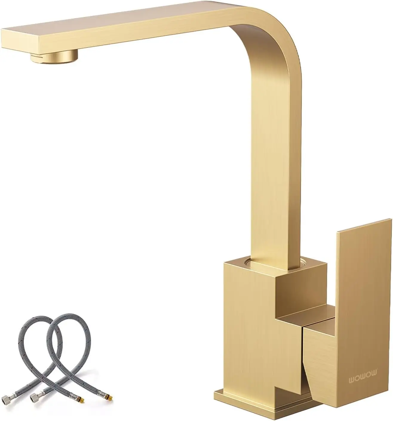 

Brushed Gold Bar Faucet Single Handle Bar Sink Faucets Stainless Steel Small Kitchen Faucet with Supply Hose Mini Bar