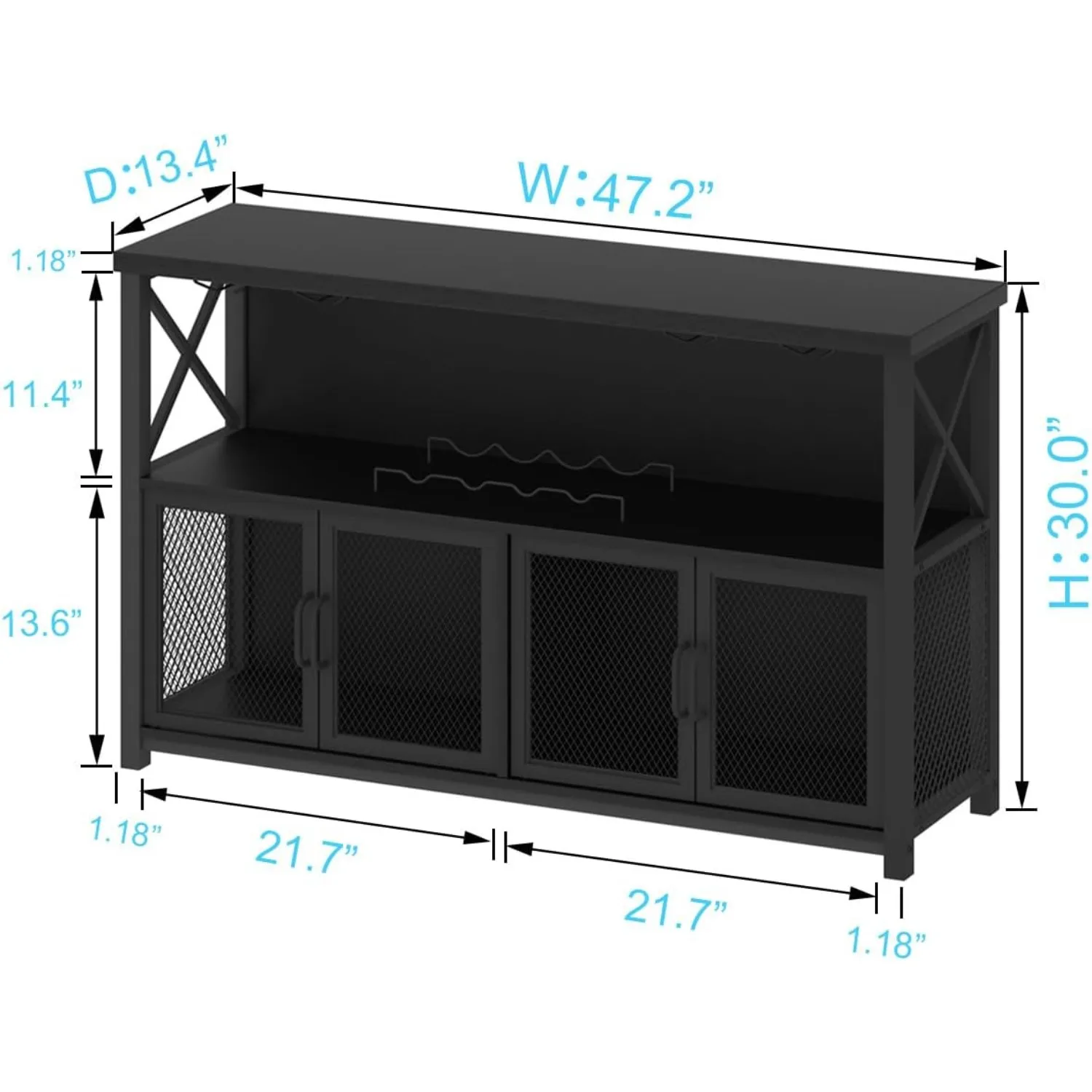 Coffee Bar Cabinet, Modern Liquor Cabinet for Liquor and Glasses, Kitchen Sideboard Buffet Cabinet with Wine Rack Storage