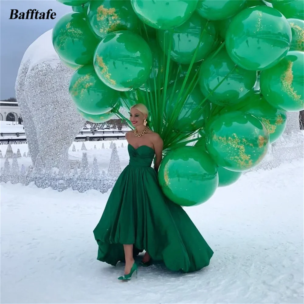 

Bafftafe Green A Line Women Prom Dresses Short Front Long Back Evening Party Gowns Sweetheart Wedding Formal Occasion Dress 2024