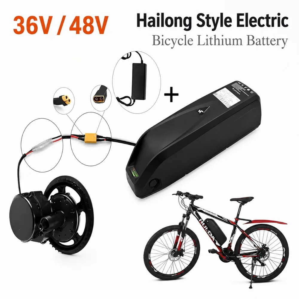 New 36V 48V 15Ah 20Ah Battery for Hailong Li-ion E-bike 1000W 750W Motor 18650 Pack Long Range Bicycle Battery Fast Shipping