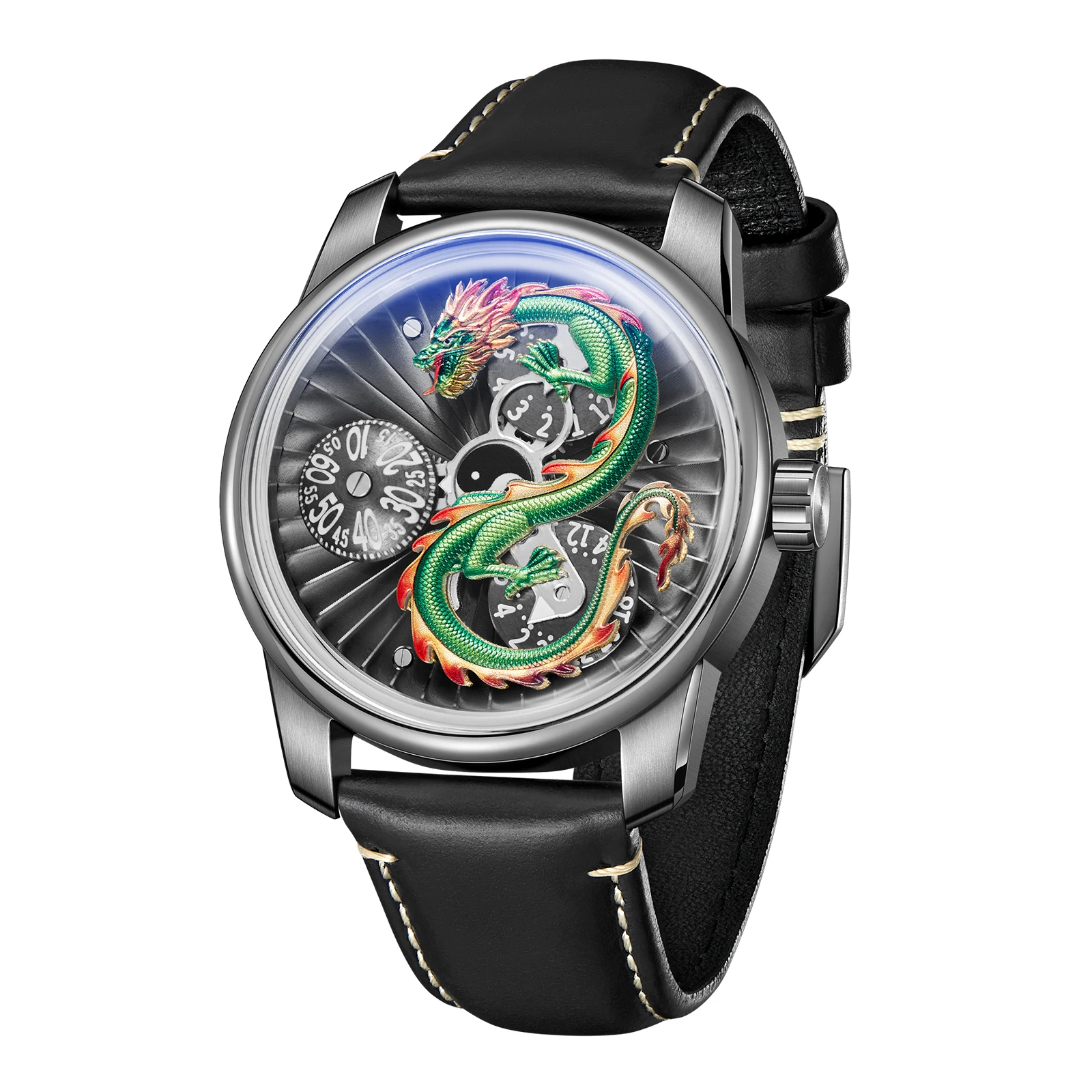 OBLVLO Men Automatic Watch 45MM Luxury Mechanical Wristwatch 3ATM Waterproof Luminous Dragon Dial