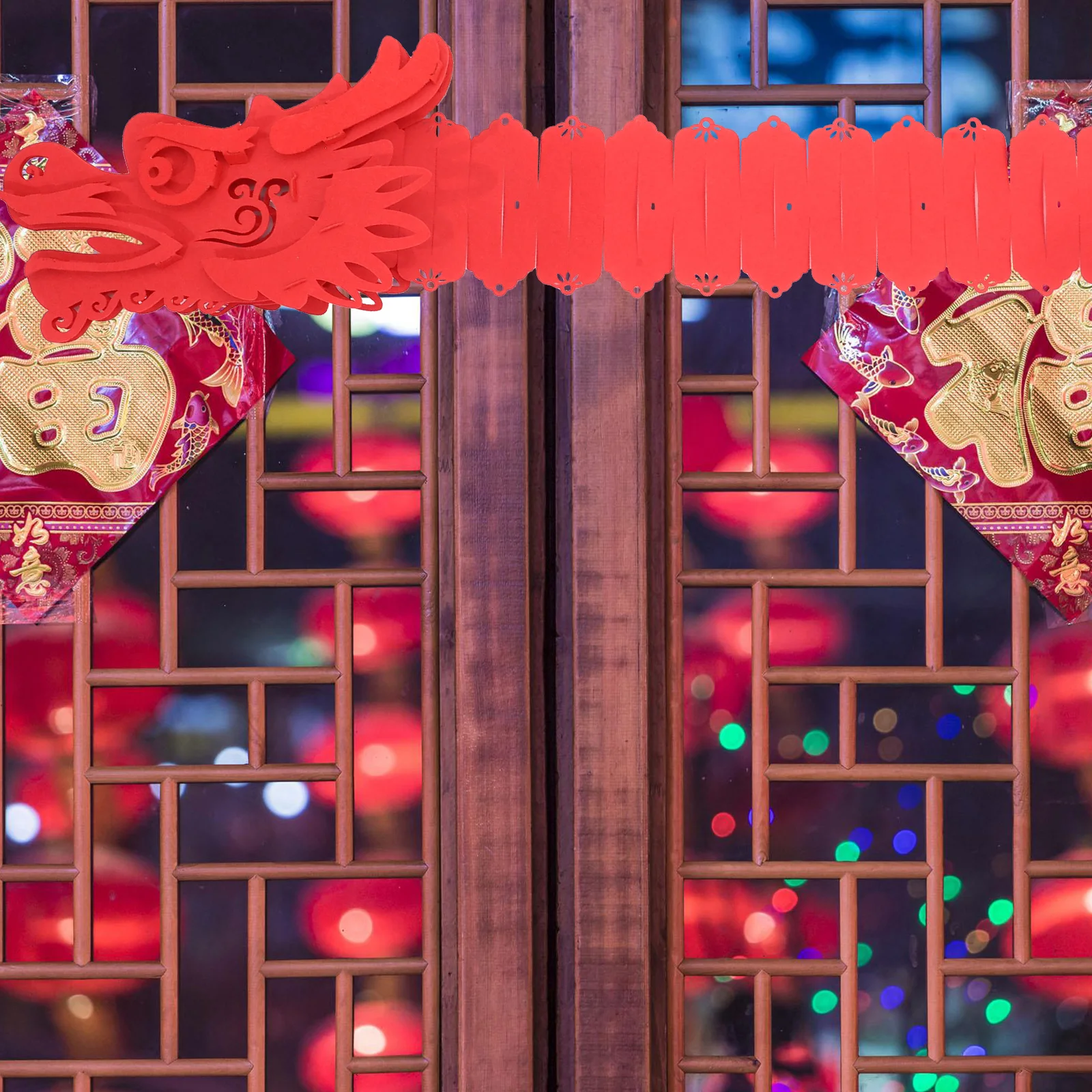 

Dragon Lantern Decorations 1.7M Red Chinese Style Pendant Lunar New Year Ceiling Hanging Festive Supplies Non woven SpringDecor