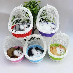 Sound Plush Doll Hanging Basket Simulation Mini Cat Plush Kitten Doll Kid Toy Children Baby Room Decoration Birthday Gifts