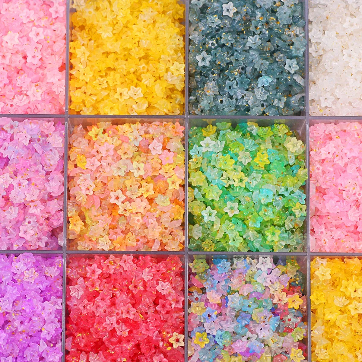 Acrylic 20g Small Flower-Shaped Jelly Beads Two-Tone Multi-Color Handmade DIY for Jewelry Making Bead Strings Loose Beads Access