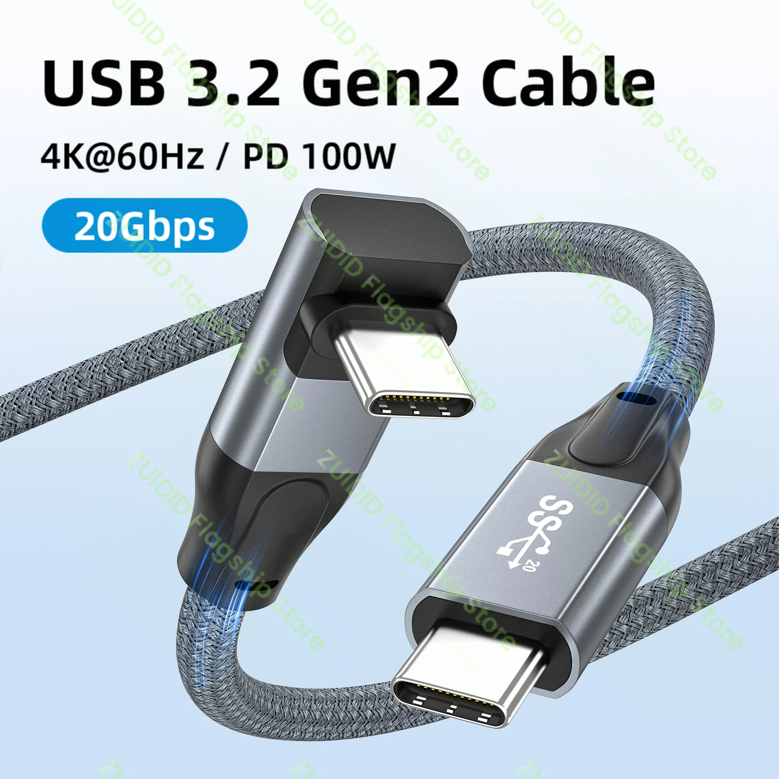 20 Gbit/s USB 3,2 Thunderbolt 3 Typ C bis Typ C Kabel pd100w 5a QC 4,0 90 Grad USB-C Kabel Kabel für MacBook Steam Deck Samsung