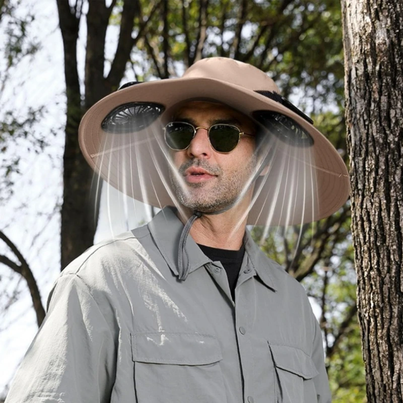 

1-10PCS Solar Powered UV Blocking Fishing Hat Wide Brim Cooling Fan Bucket Hat for Men Outdoor Summer Hiking Mountaineering Use