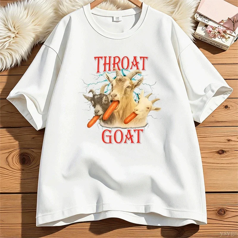 Throat Goat Funny Adult Meme Graphic T-shirts Harajuku Fashion Humor High Quality T-shirt Streetwear Pure Cotton Casual T Shirts
