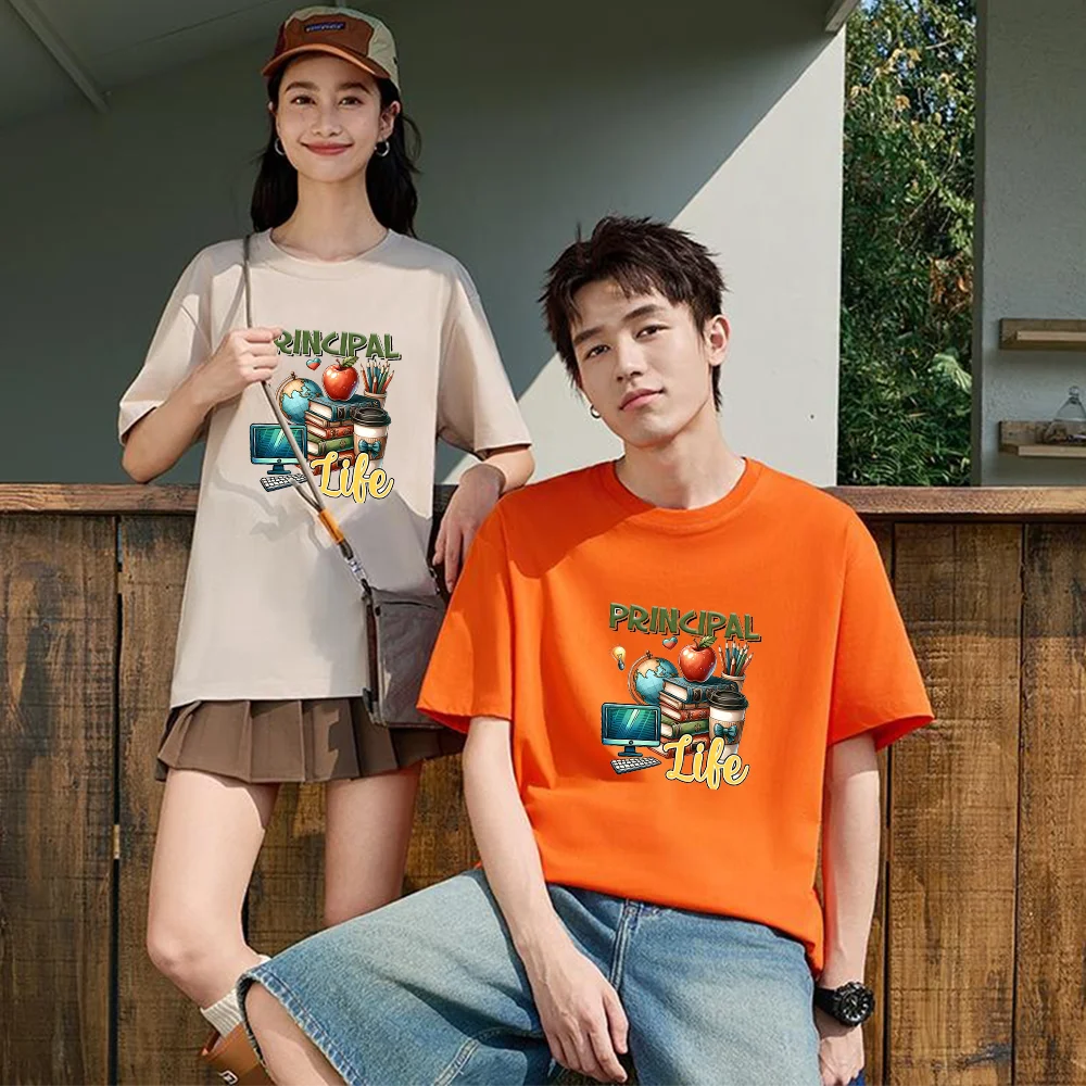 Principal Life Graphic Printed T Shirt Breathable Fabric Unisex Fit Personalized Custom T Shirt Casual Short Sleeve Tee Aestheti