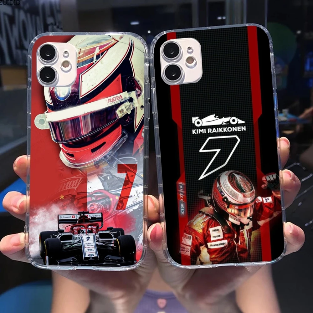 F1 Kimi Raikkonen Mobile Cell Phone Case for iPhone 15 14 13 12 11 X XR XS 8 Pro Max Plus Mini Clear Transparent Cover Shell