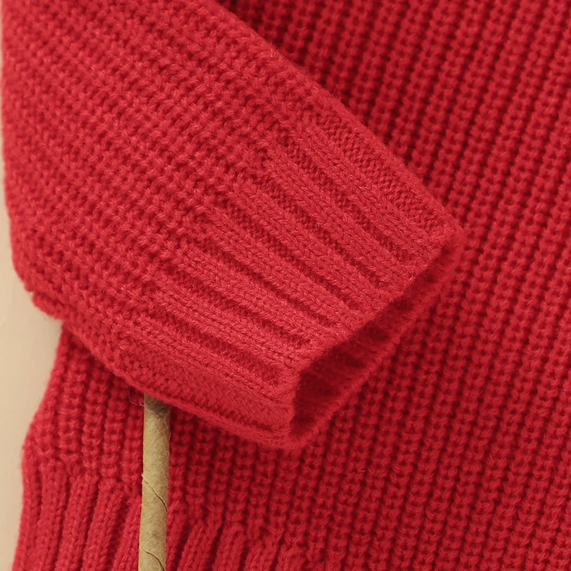 Solid Color Long Sleeve O-neck Knitted Acrylic 3-24 Months Newborn Baby Boy&Girls Red Sweaters Soft Infant Toddler Sweatershirt