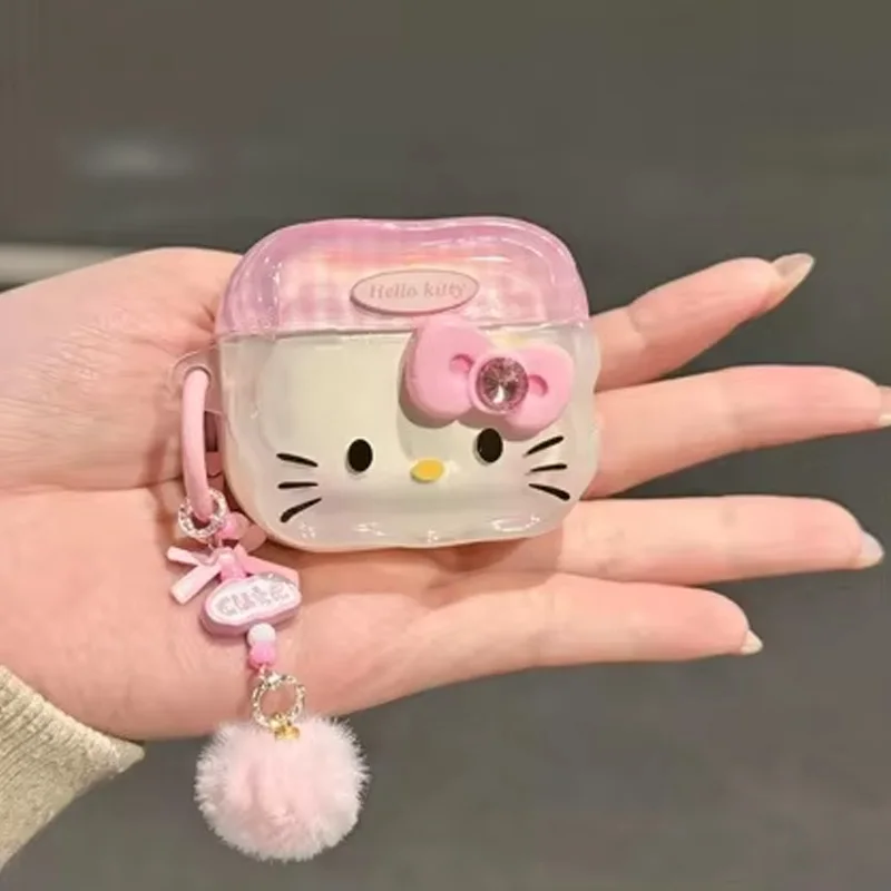 Защитный чехол Hello Kitty для наушников Apple AirPods 1 2 3 4, чехол для наушников Bluetooth, подходит для чехла AirPods Pro 2, с брелоком