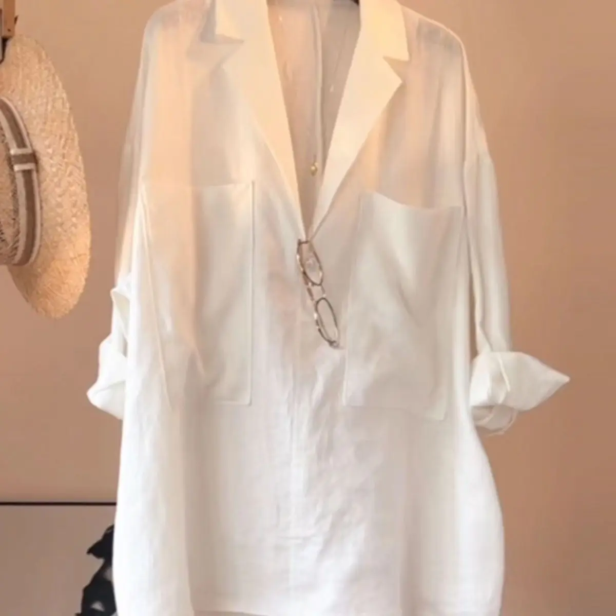 

Весна-лето 2023, новинка Gentleman's Deep V-Ne, льняная куртка для похудения, повседневная женская блузка Faion для поездок на работу