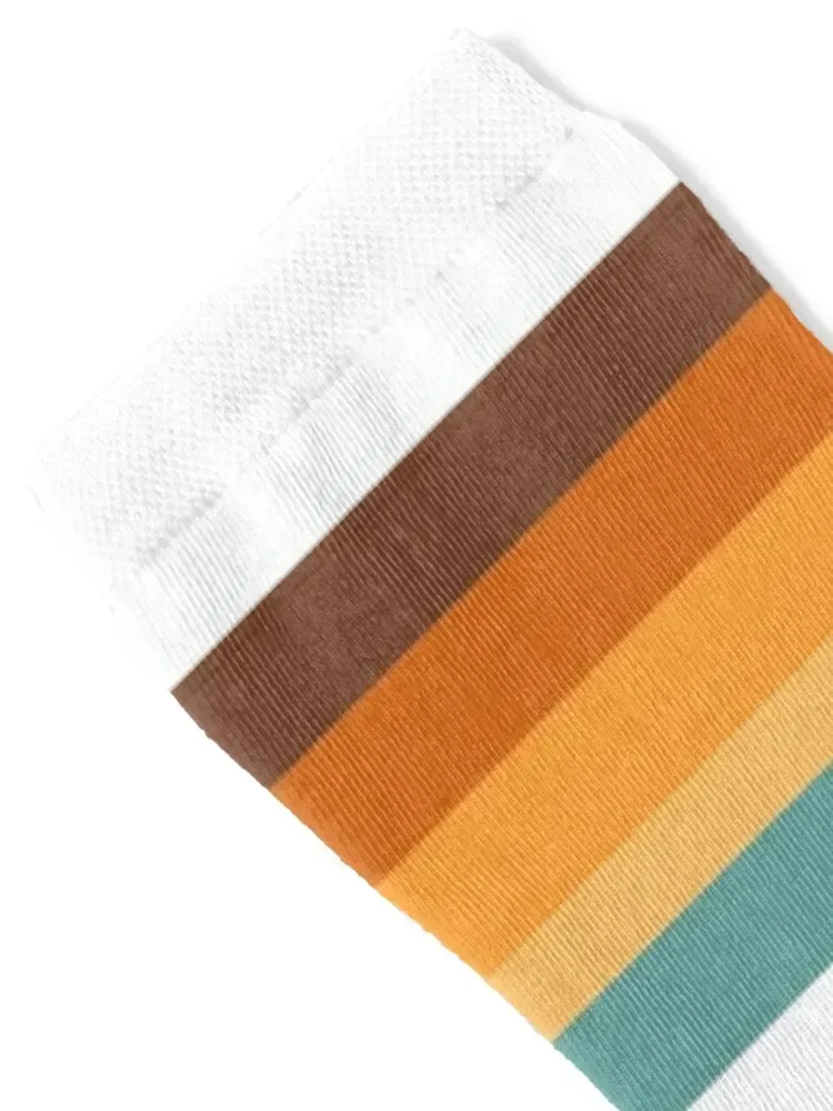 70s 70’s Stripes Peace Sign Hippie Brown Orange Yellow Cream Beige Socks designer Stockings Boy Socks Women's