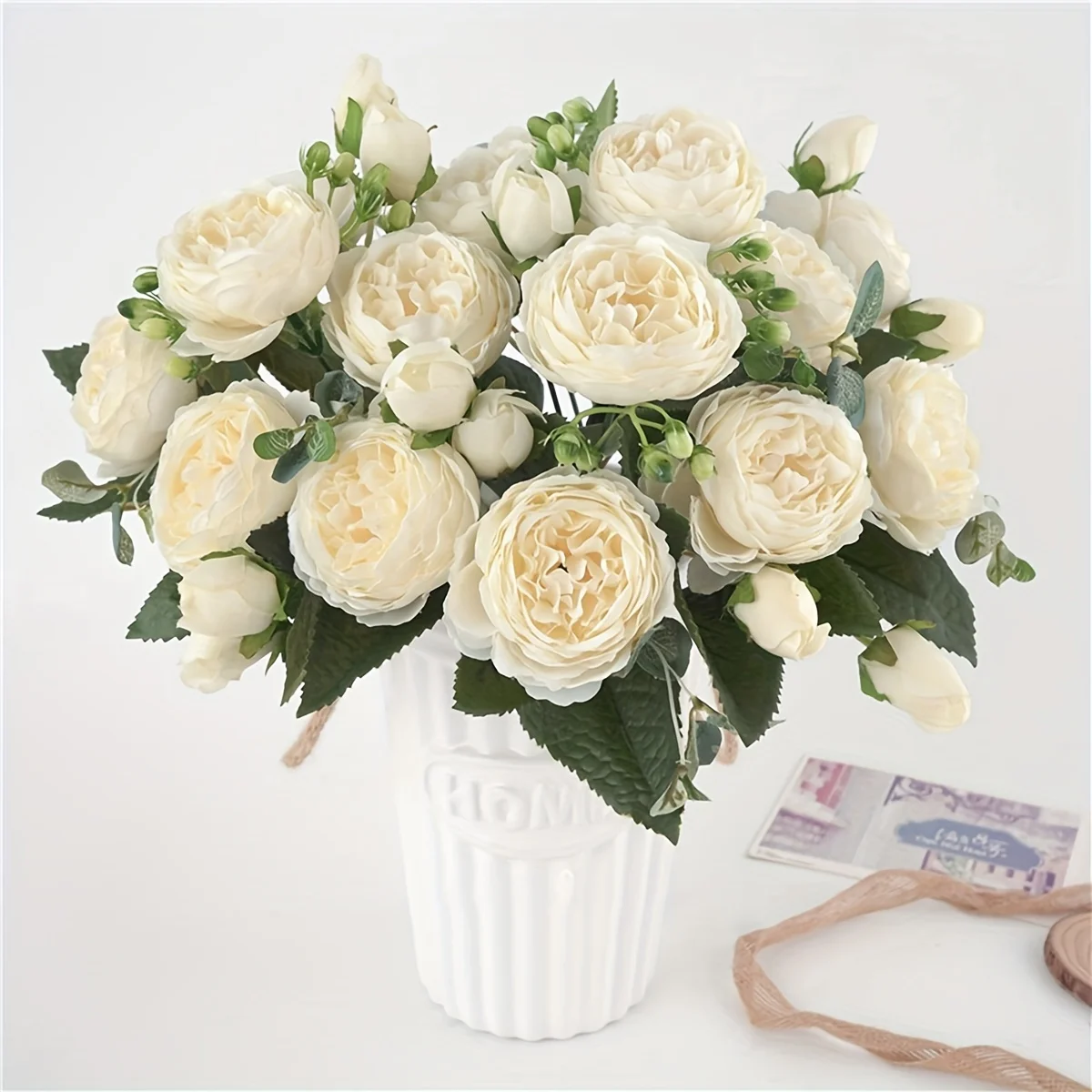 Künstliche Blumen Seiden-Pfingstrosen-Strauß Valentinstag Vasen-Deko Handwerk Heim Garten Wohnzimmer Hochzeitszubehör Geschenke Requisiten