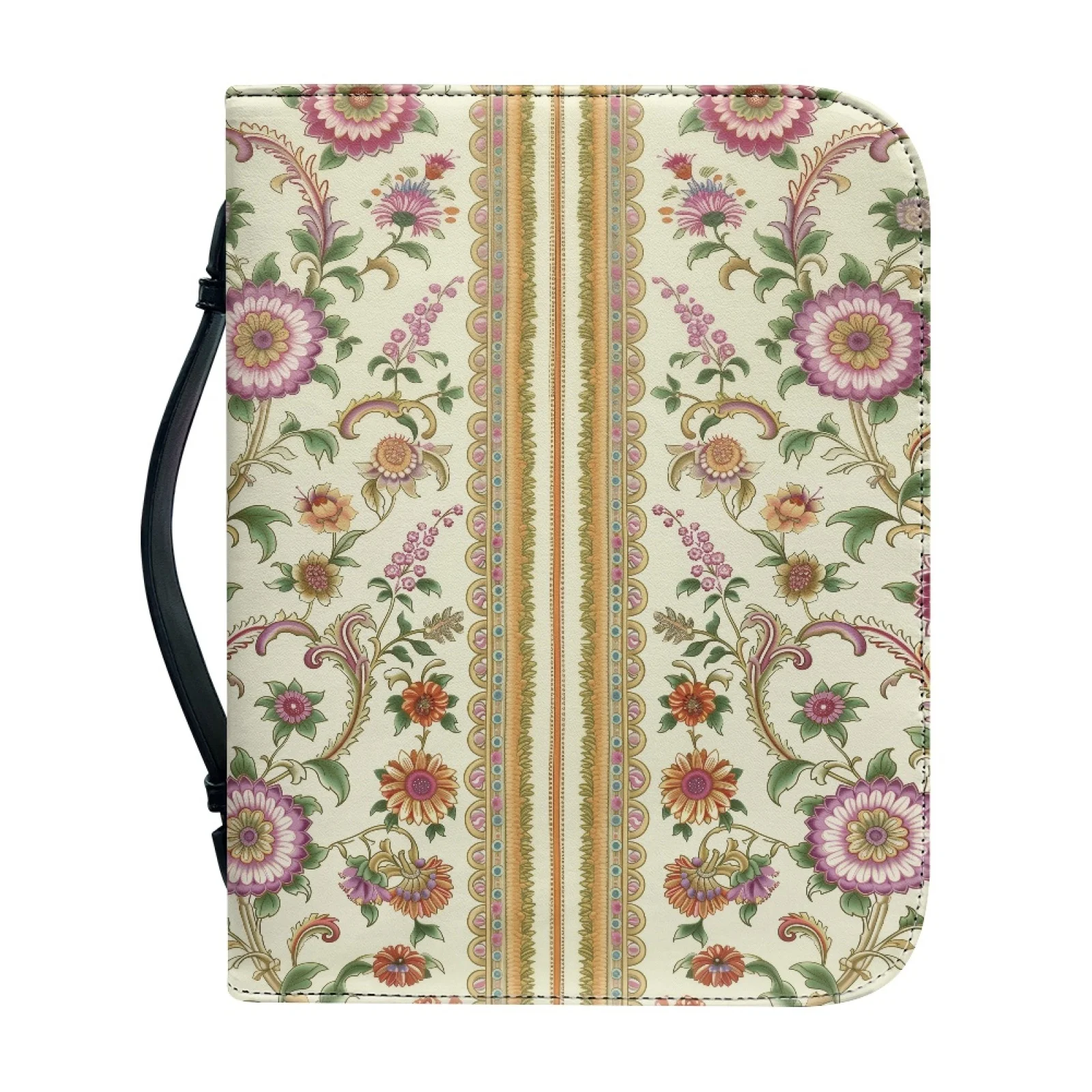 XIXIRIMIDO Floral Border Print Fashion 2026 Waterproof Bible Bag for Men PU Leather Bible Carrying Case
