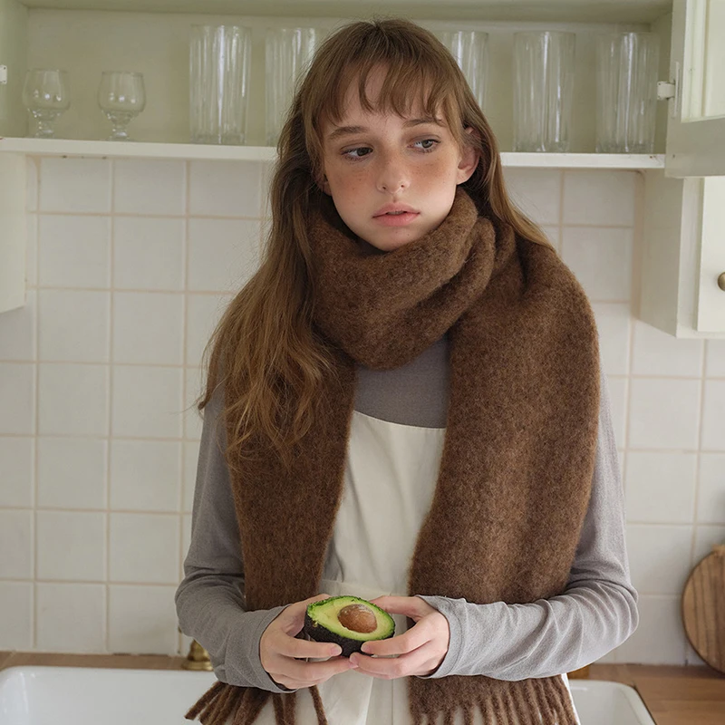 38% الصوف شتاء دافئ المرأة وشاح الكشمير بلون شالات سميكة منديل الحجاب يلتف شرابات الباشمينا فولارد عقال #4