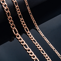Widt 3mm/4.5m/6mm Stainless Steel Classic Figaro Link Chain Long Necklace Rose Gold Color For Men Women Jewelry