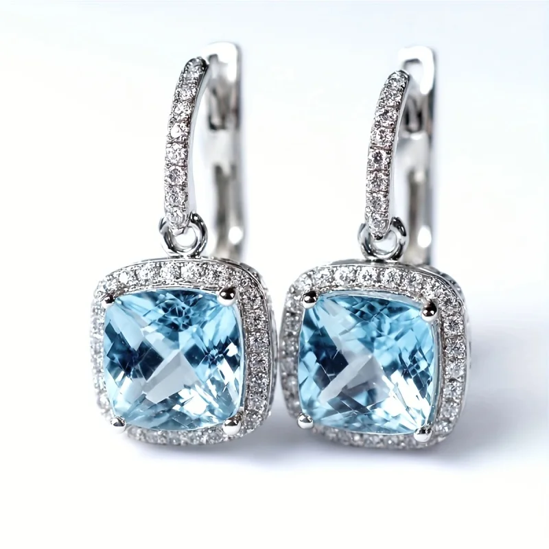 

Серьги SGARIT с натуральным небесно-голубым топазом, натуральное серебро 925 пробы, ювелирные изделия, серьги-капли 6,5 мм для женщин, модные